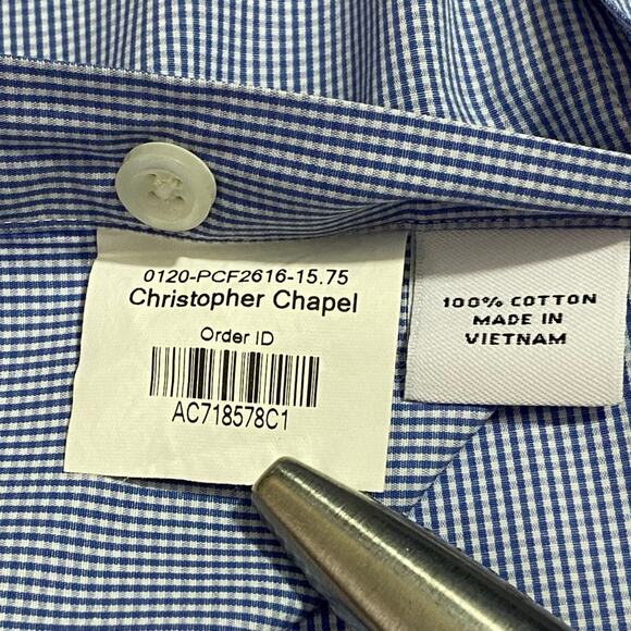 Proper Cloth Shirt Light Blue Check Size Small 19x30 100% Cotton - Picture 5 of 9